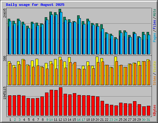 Daily usage for August 2025